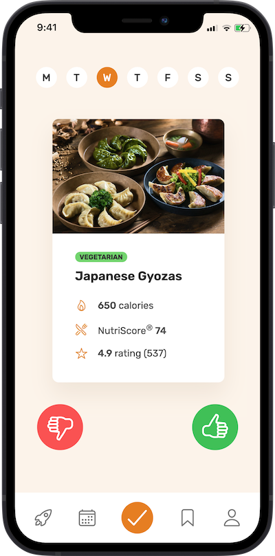 Choose your monthly meal plan app screen